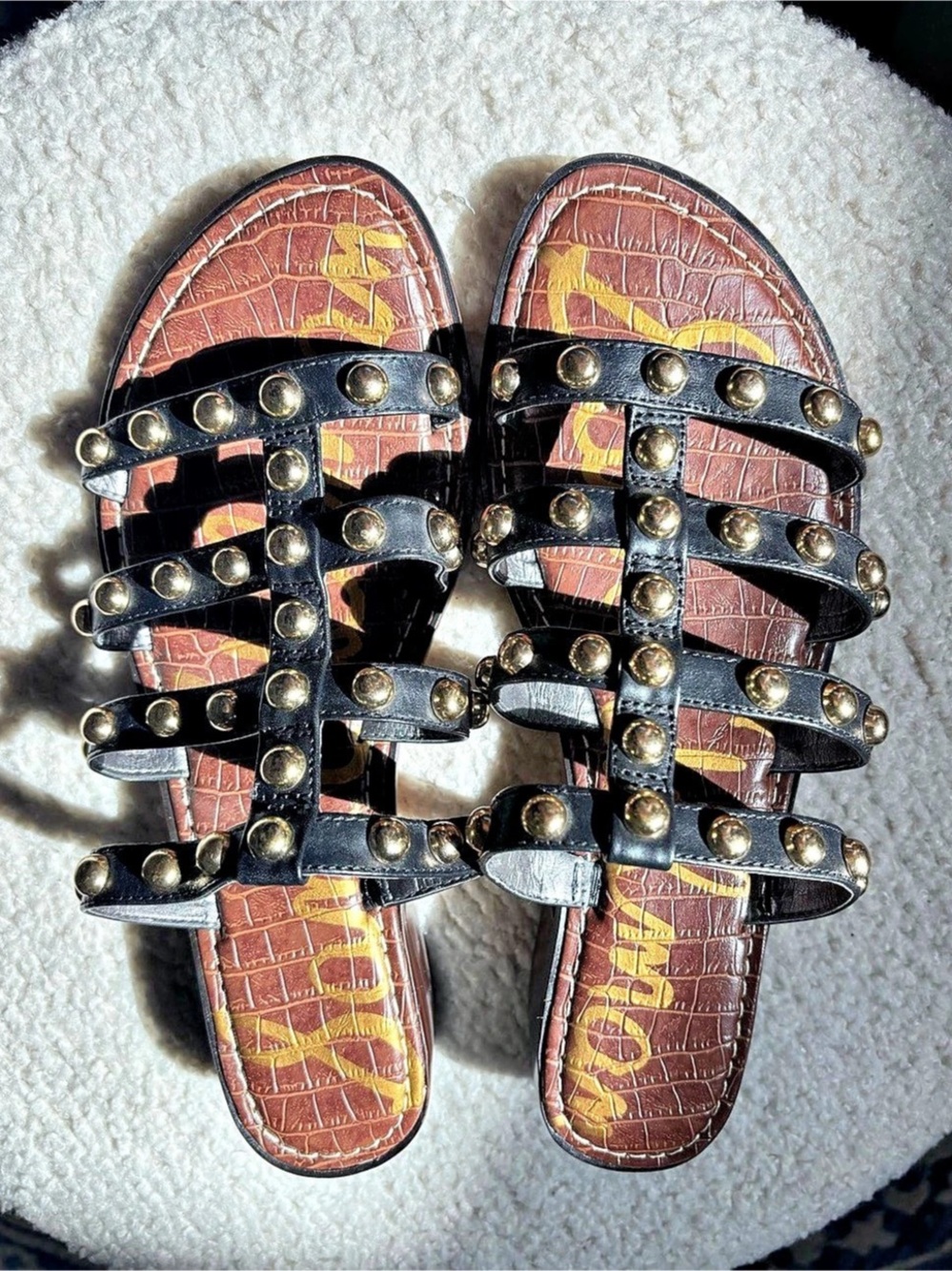 Sam Edelman Juniper Studded Gladiator Slide Sandal Black US 9.5